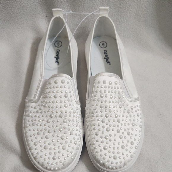 Cat & Jack Shoes - Cat & Jack White Pearl Embellished Sneakers